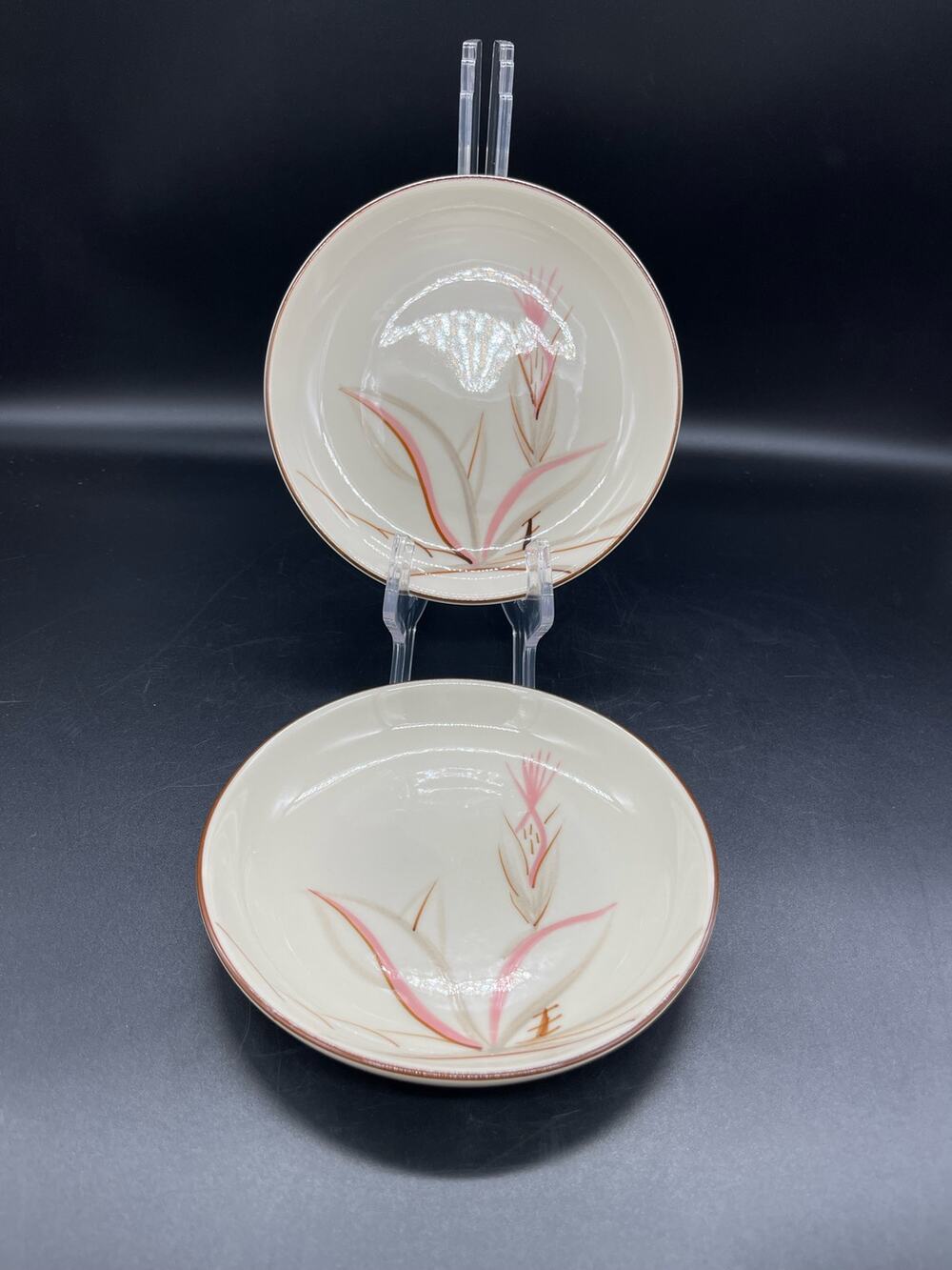 Vintage MCM Winfield True Porcelain Dragon Flower Set of 2 Bread Plates 7.5"